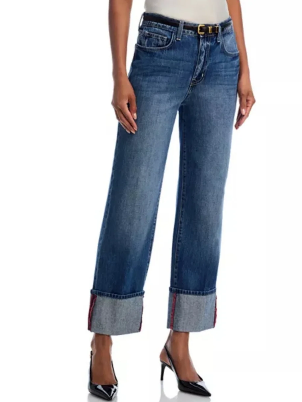 L’AGENCE Wide Leg Jeans Leighton Cropped Cuffed Stovepipe Size 25 NWOT Boho - Picture 7 of 13